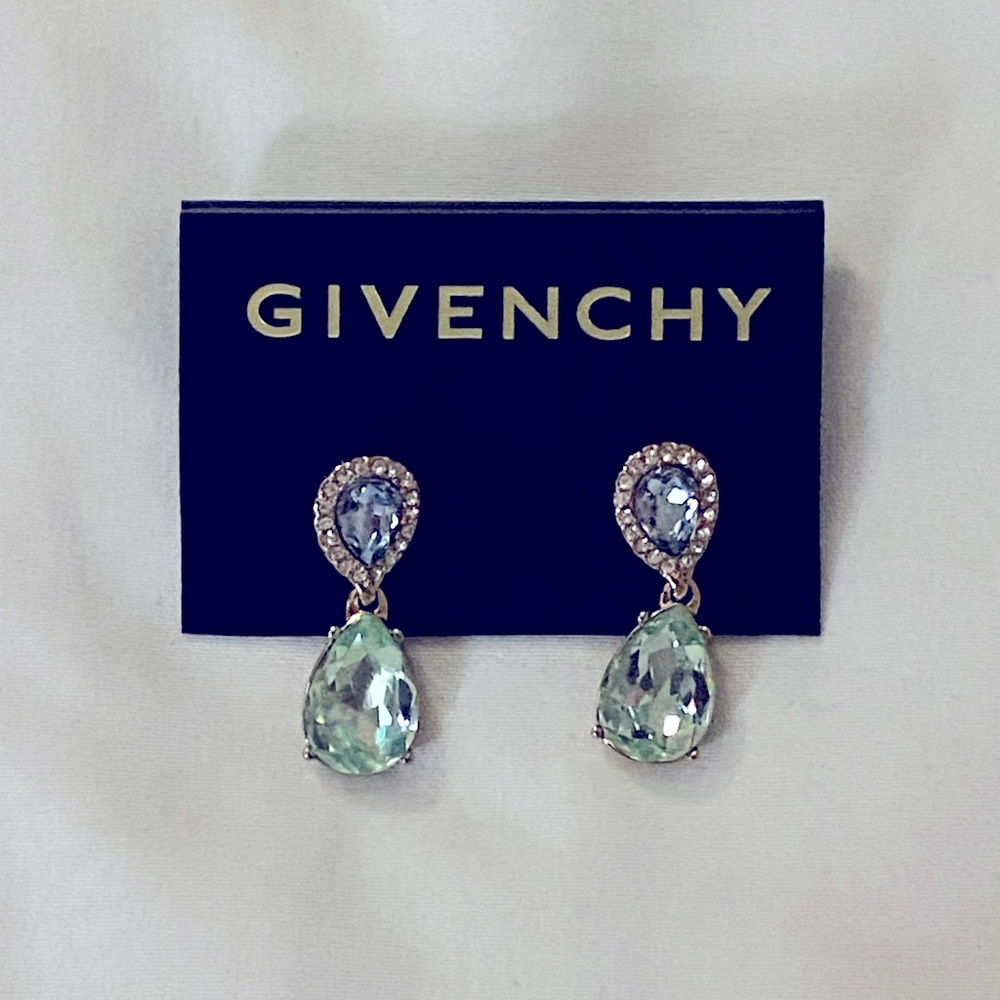 GIVENCHY Brand new Beautiful teardrop blue crystal earrings